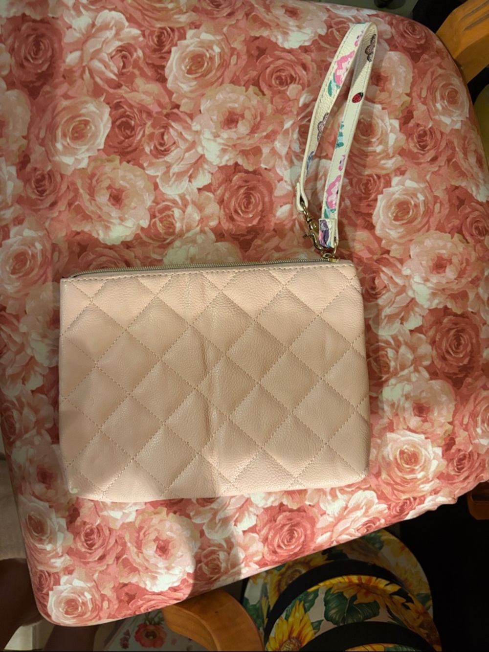 Quilted Light Pink Wristlet Clutch